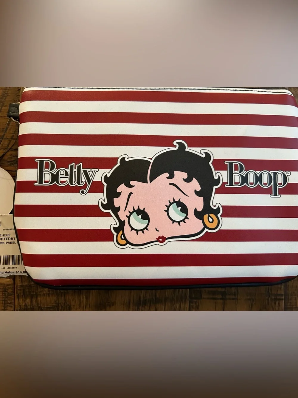 Betty Boop Red White Striped Pouch